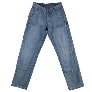 Cernucci Jeans Womens 28 Utility Medium Wash High Rise Straight Button Fly Denim